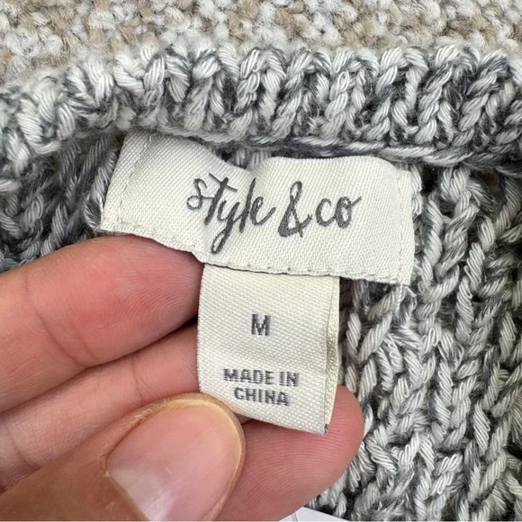NWT Style & Co. Gray and Cream Knit Cardigan Sweater - Picture 6 of 12